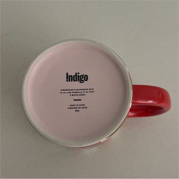 Indigo Coffee Tea Mug Red Pink Gold Geometric Abstract Print 14 oz. New - Picture 6 of 8